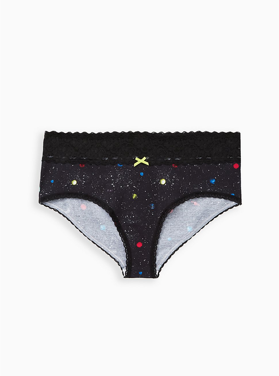 Wide Lace Cheeky Panty - Cotton Intergalactic Black, MULTI, hi-res