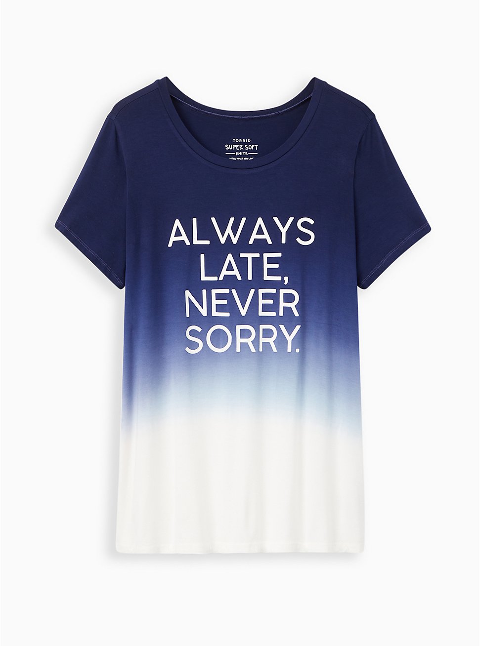 Plus Size Perfect Tee - Super Soft Dip Dye Always Late Navy, PEACOAT, hi-res
