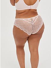 Plus Size Hipster Panty - Microfiber & Lace Lattice Pink, LOTUS, alternate