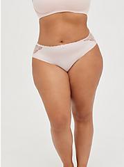 Plus Size Hipster Panty - Microfiber & Lace Lattice Pink, LOTUS, hi-res