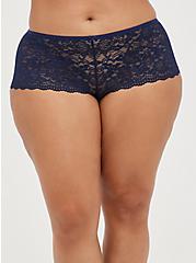 Plus Size Strappy Cheeky Panty - Lace Blue, PEACOAT, alternate