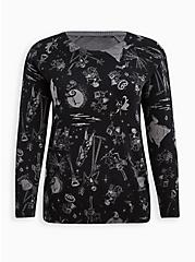 Plus Size Raglan Pullover Sweater - Disney The Nightmare Before Christmas, BLACK  GREY, hi-res