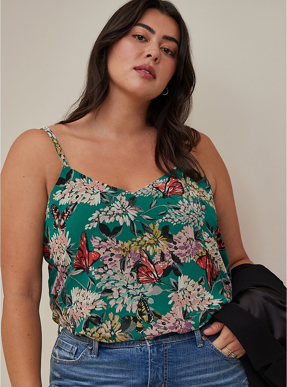 Sophie Chiffon Swing Cami, FLORAL GREEN, hi-res