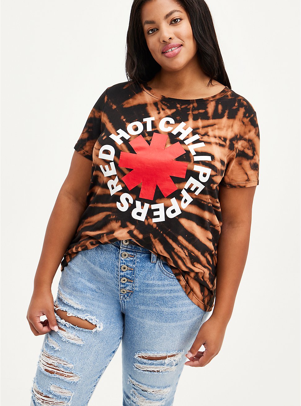 Classic Fit Crew Tee - Red Hot Chili Peppers Black Tie Dye, DEEP BLACK, hi-res