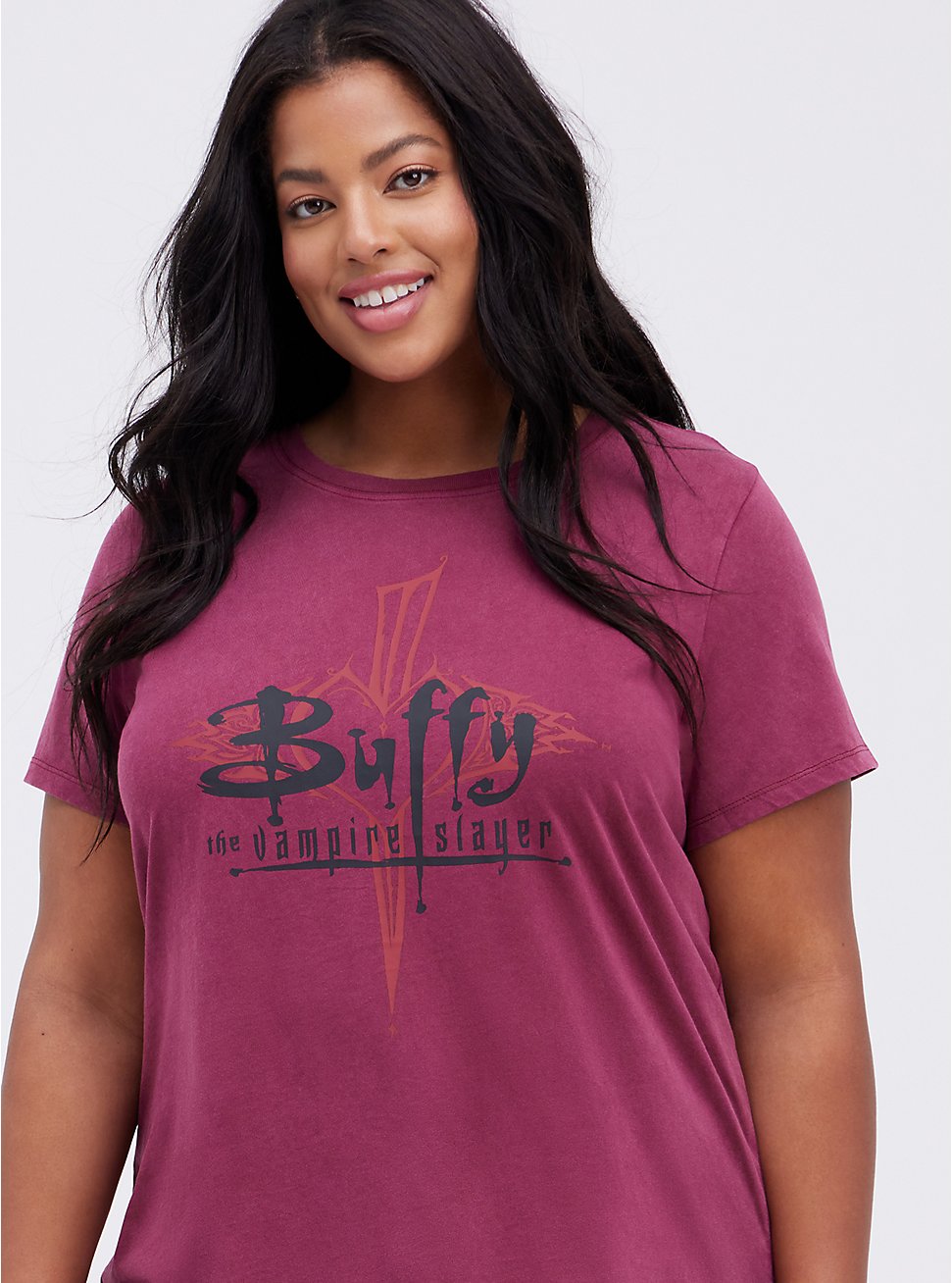 Plus Size Classic Fit Crew Tee - Buffy Red Wash, RED, hi-res