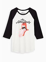 Classic Fit Raglan Tee - Rolling Stones Lips White, MARSHMALLOW, hi-res
