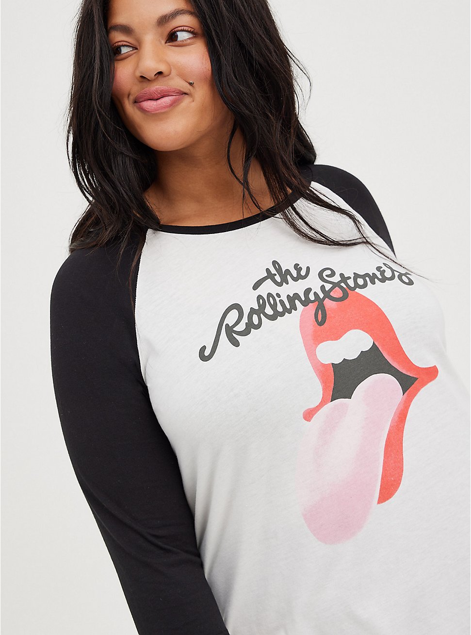 Classic Fit Raglan Tee - Rolling Stones Lips White, MARSHMALLOW, hi-res
