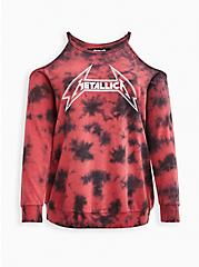 Cold Shoulder Sweatshirt - French Terry Metallica Red Wash, RED, hi-res