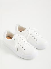 Plus Size White Faux Leather Rhinestone Sneaker (WW), , alternate