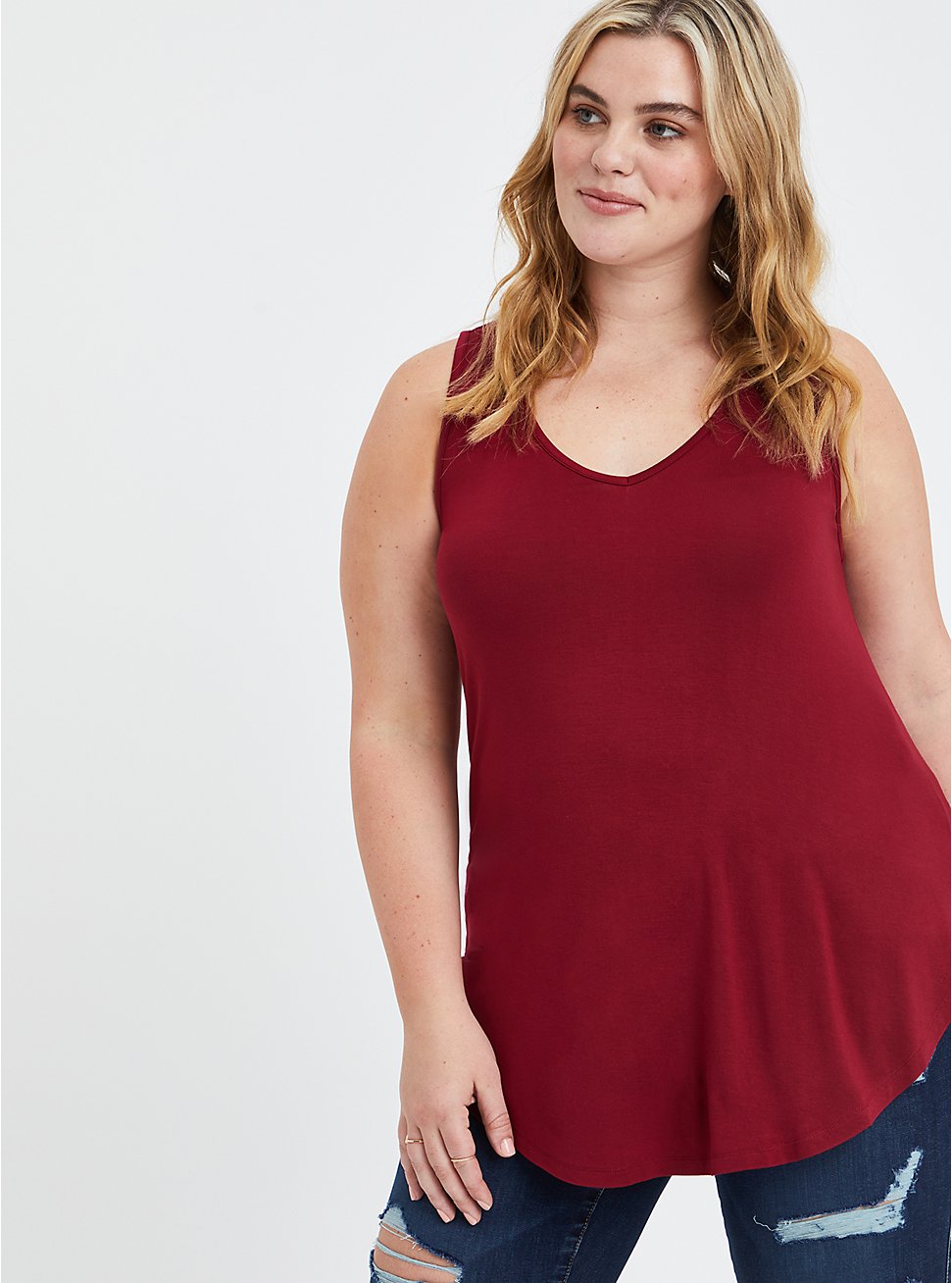 Plus Size Favorite Tunic Tank - Super Soft Red, RED, hi-res