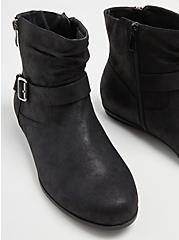 Plus Size Slouchy Side Zip Bootie - Black Faux Leather (WW), BLACK, alternate