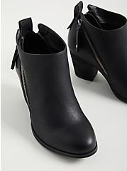 Black Faux Leather Side Zip Heel Bootie (WW), BLACK, alternate