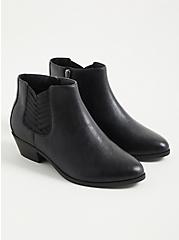 Plus Size Criss Cross Ankle Bootie - Faux Leather Black (WW), BLACK, hi-res