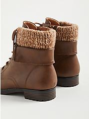 Plus Size Foldover Sweater Combat Boot - Brown (WW), BROWN, alternate