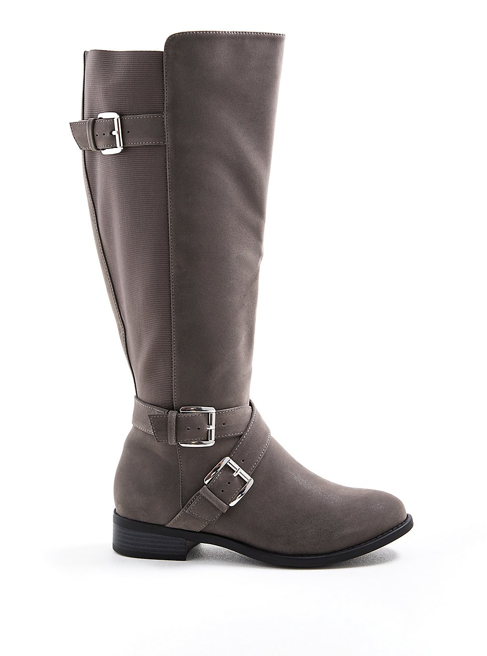 Plus Size Side Buckle Knee Boot (WW), GREY, hi-res