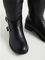 Brooke Side Buckle Knee Boot - Faux Leather Black (WW), BLACK, alternate