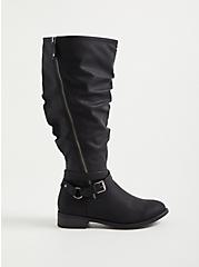 Side Zip Knee Boot - Black Oil Suede (WW), BLACK, alternate