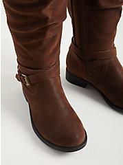 Brown Oil Suede Side Zip Knee Boot (WW), BROWN, alternate