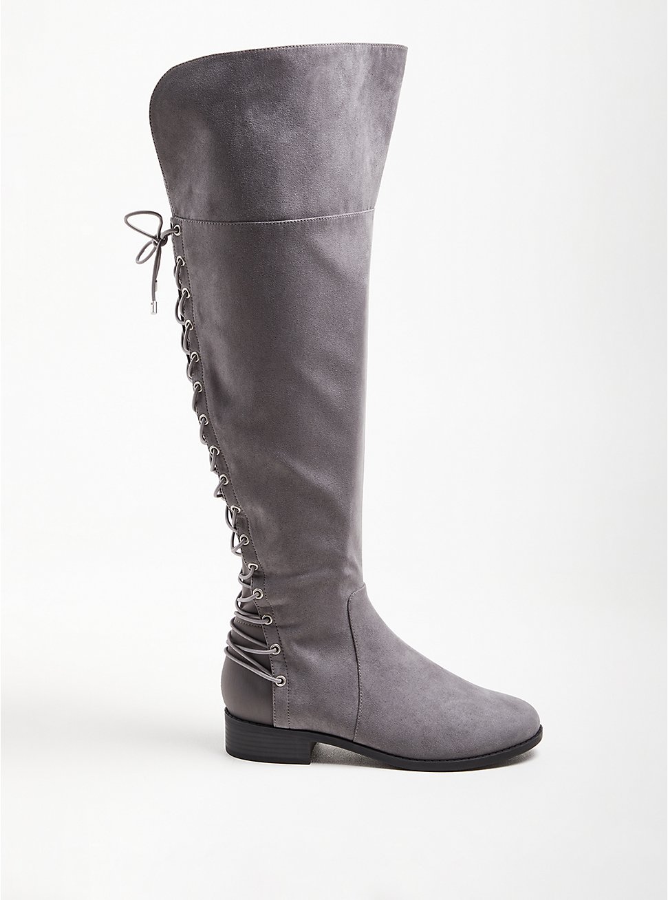 Lace-Up Over The Knee Boot (WW), GREY, hi-res