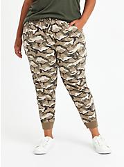 Plus Size Relaxed Fit Cargo Crop Jogger - Stretch Challis Camo Wash, CAMO, hi-res