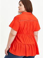 Plus Size Babydoll Tunic - Rayon Orange, ORANGE, alternate