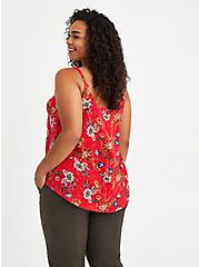 Plus Size Ava - Textured Stretch Rayon Red Floral Cami, FLORAL - RED, alternate