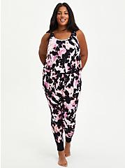 Plus Size Sleep Legging - Super Soft Pink & Black Tie Dye , MULTI, alternate