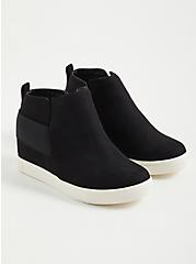 Plus Size Sneaker Wedge - Faux Suede Black (WW), BLACK, hi-res