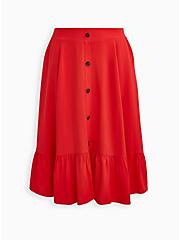 Plus Size Midi Skirt - Challis Red, TOMATO RED, hi-res
