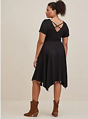 Plus Size Midi Rib Knit Skater Dress, DEEP BLACK, alternate