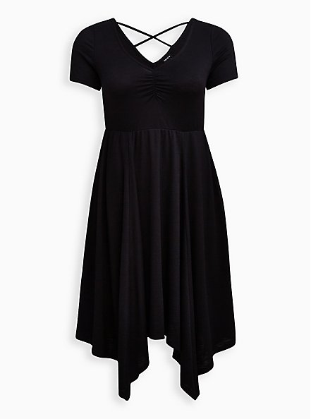Midi Rib Knit Skater Dress, DEEP BLACK, hi-res