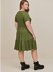 Mini Rib Knit Babydoll Skater Dress, GREEN, alternate
