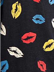 Favorite T-Shirt Dress - Super Soft Black Multi Lips, LIPS - BLACK, alternate