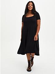 Plus Size At The Knee Supersoft Hi-Low Dress, DEEP BLACK, hi-res