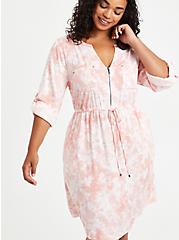 Plus Size Shirt Dress - Stretch Challis Tie Dye Pink, TIE DYE-PINK, alternate