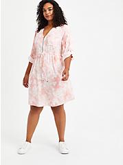 Shirt Dress - Stretch Challis Tie Dye Pink, TIE DYE-PINK, hi-res