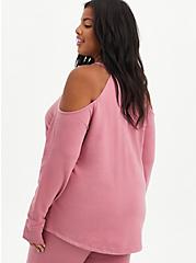 Plus Size Cold Shoulder Active Sweatshirt - Everyday Fleece Pink, MESA ROSA, alternate