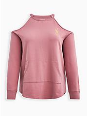 Cold Shoulder Active Sweatshirt - Everyday Fleece Pink, MESA ROSA, hi-res
