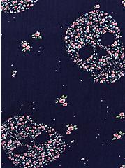 Lace-Up Babydoll Top - Crinkle Gauze Floral Skulls Navy, FLORAL - BLUE, alternate