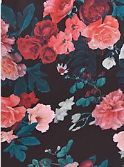 Plus Size Black Floral Georgette Hi-Low Tunic, FLORAL - BLACK, alternate