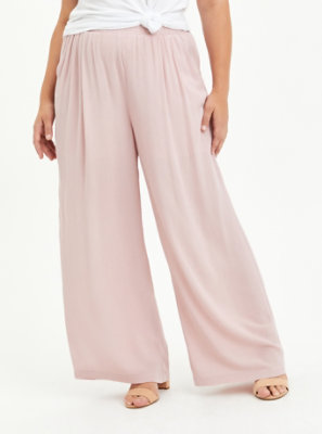 Plus Size - Wide Leg Pant - Gauze Pink - Torrid