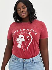 Plus Size Classic Fit Crew Tee - Disney Lion King Scar Not Fair Mineral Wash, RUMBA RED, hi-res