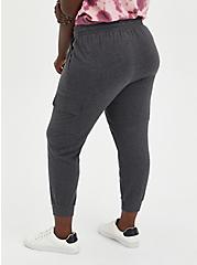 Plus Size Relaxed Fit Cargo Crop Jogger - Everyday Fleece Charcoal Heather, CHARCOAL HEATHER, alternate