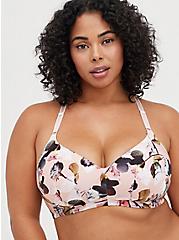 Plus Size Lightly Lined Wire-Free Bra - Microfiber Roses Pink with Racerback, DREAMWEAVE ROSES, alternate