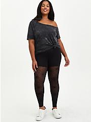 Plus Size Premium Legging - Flocked Mesh Web Black, BLACK, alternate