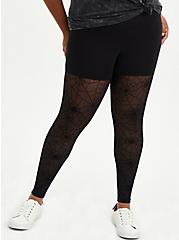 Plus Size Premium Legging - Flocked Mesh Web Black, BLACK, hi-res