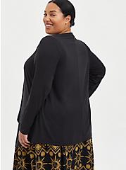 Plus Size Drape Front Cardigan - Cupro Black, DEEP BLACK, alternate