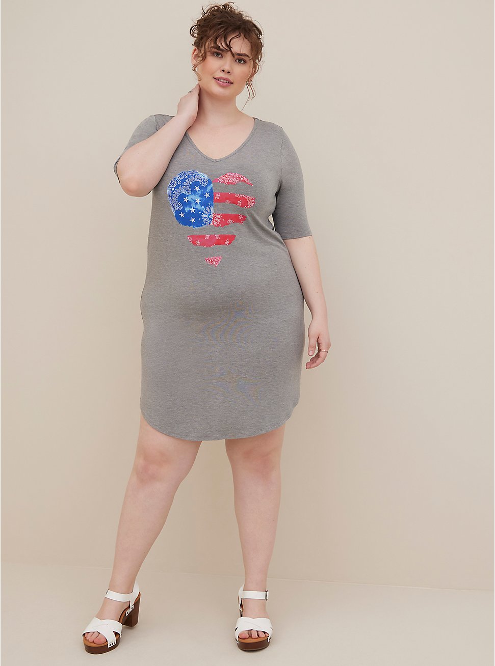 Plus Size Mini Super Soft Tee Shirt Dress, HEATHER GREY, hi-res