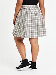 Plus Size Skirt - Twill Plaid Grey, PLAID - IVORY, alternate