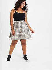 Plus Size Skirt - Twill Plaid Grey, PLAID - IVORY, alternate